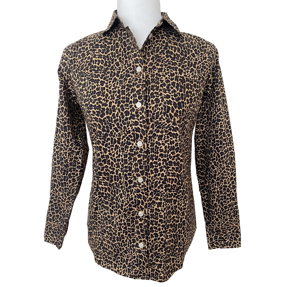 J.Crew Long Sleeve Button-Down Shirt Leopard Women Size XXS A005665